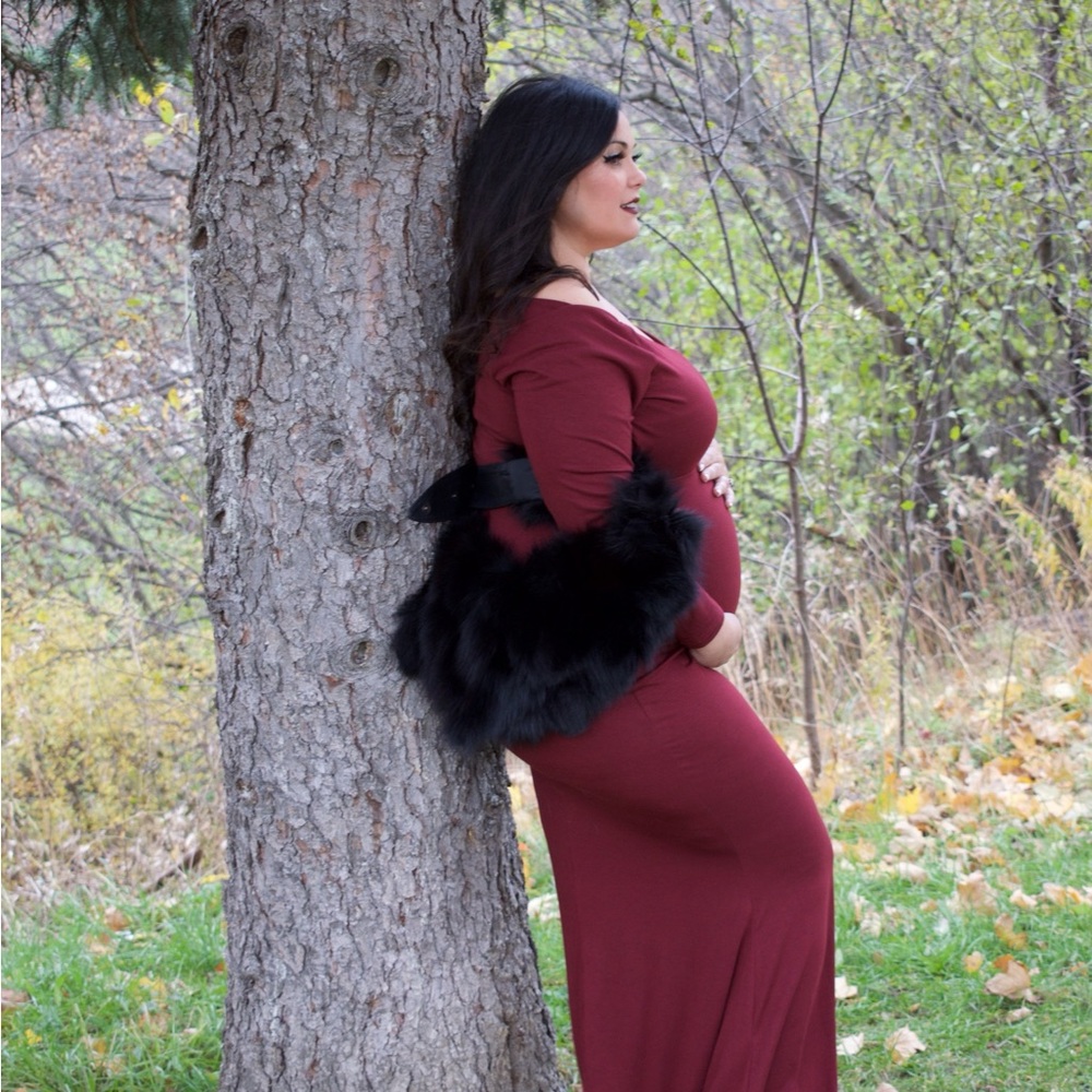 burgundy wine stretch maternity photoshoot dress XL